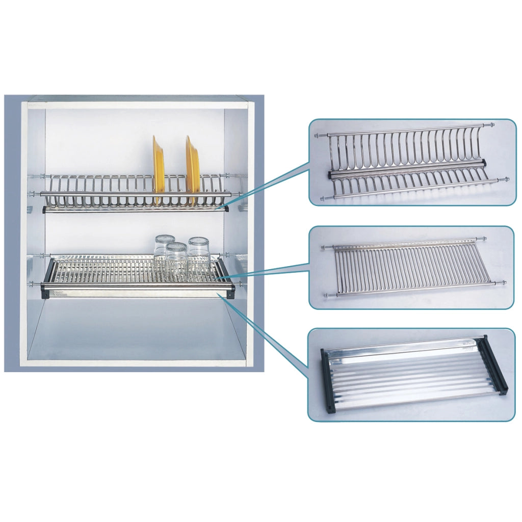 MENSOLA COLAPIATTI ACCIAIO INOX C/VASCH 56 CM- 1,0 coppie