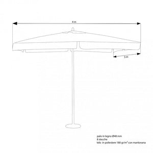Ombrellone da Giardino 3x4 m Palo Ø48 mm Fantasy in Legno Bianco
