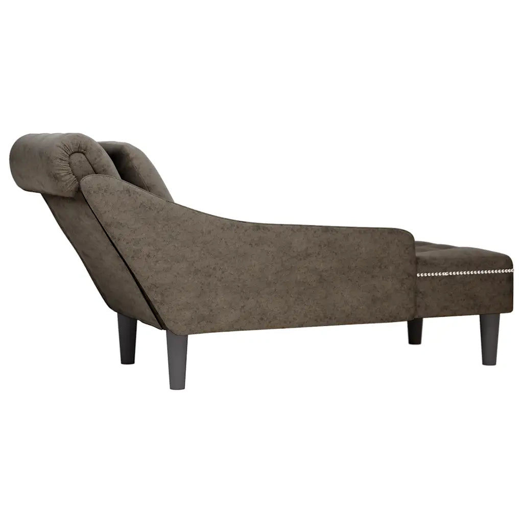 vidaXL Sdraio con Cuscino e Bracciolo Destro Similpelle Grigio Scuro