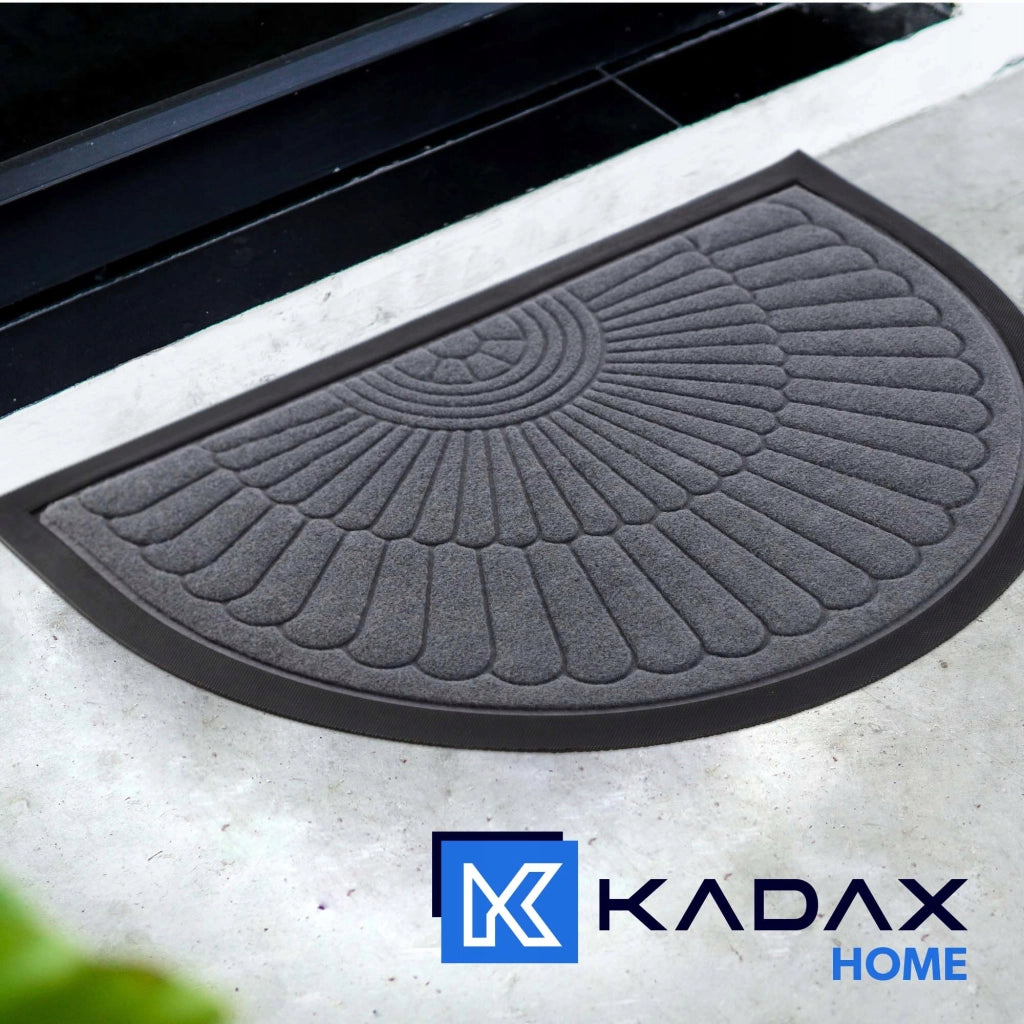 Zerbino da ingresso KADAX per esterni, semicircolare in gomma, 60x40 cm