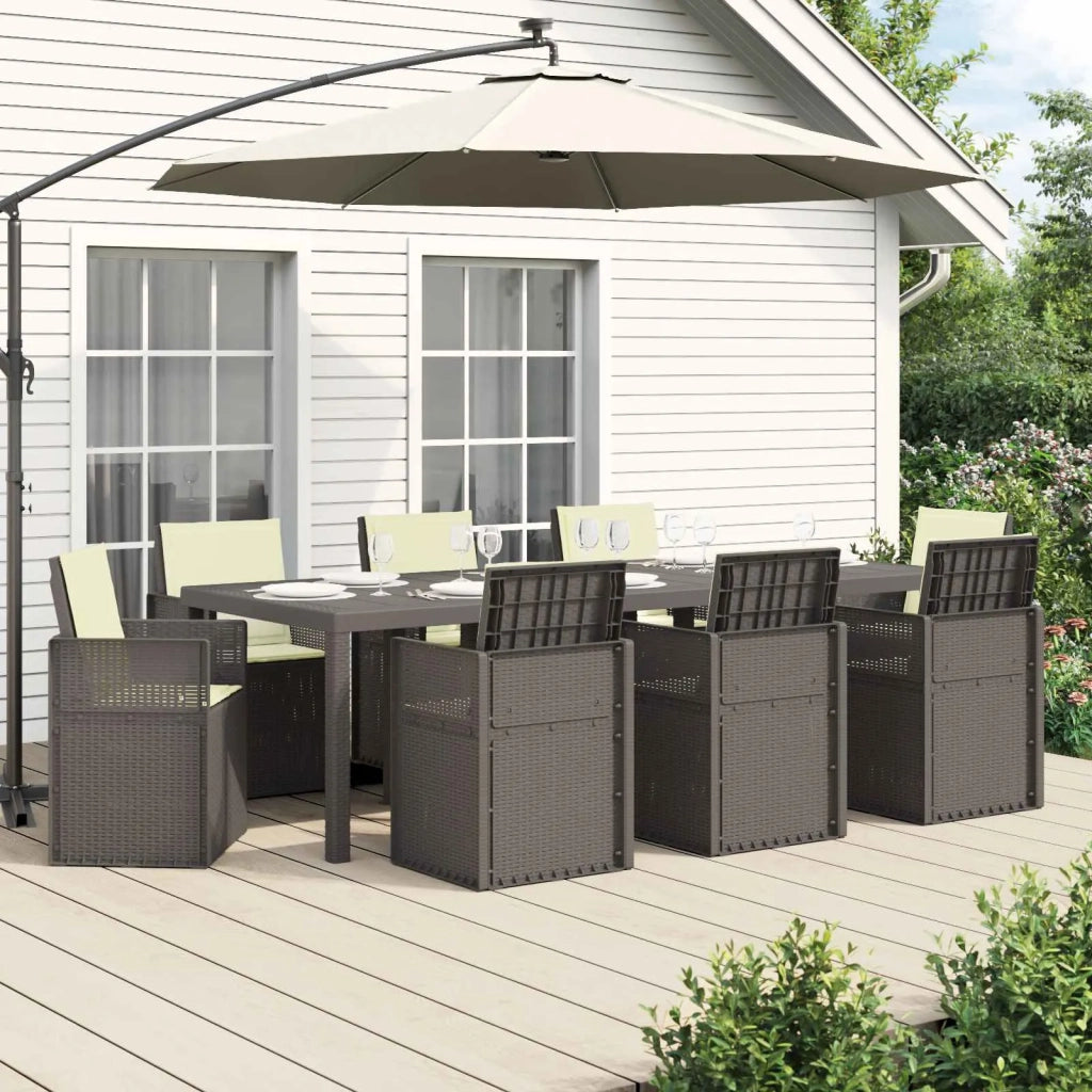 Set da Pranzo per Giardino 9 pcs Grigio chiaro e panna PP 3430099