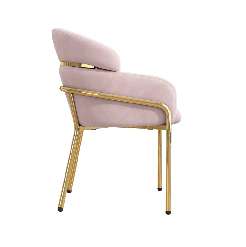 Sedia da pranzo con gambe in metallo; in velluto; rosa