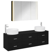 Set di mobili per il bagno 4 pcs Rovere Nero 3407064