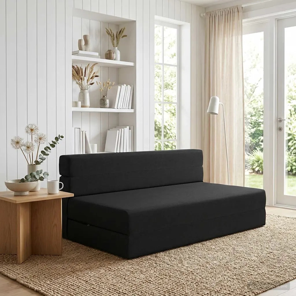 Divano Letto Pieghevole Nero 152 x 86,5 x 60 cm Tessuto 900121