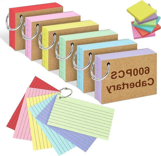 600 ring di indice in metallo A8 - carton spesso - flashcard per scuola e viaggio
