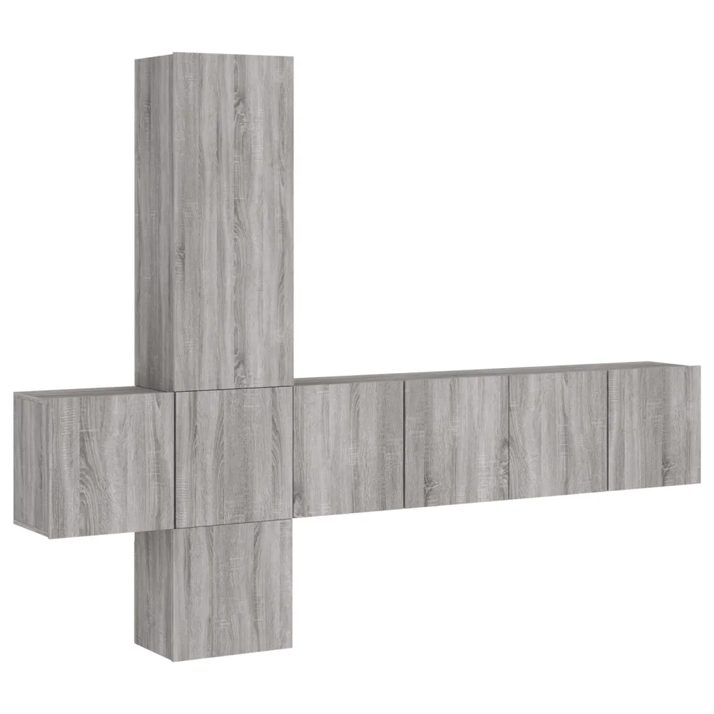 Mobili TV a Muro 5pz Grigio Sonoma in Legno Multistrato 3216462