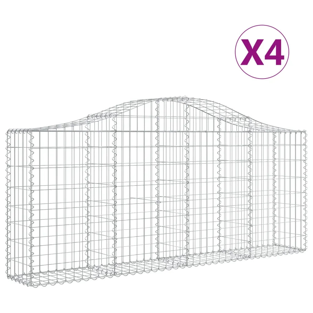 Cesti Gabbioni ad Arco 4 pz 200x30x80/100 cm Ferro Zincato 3145411