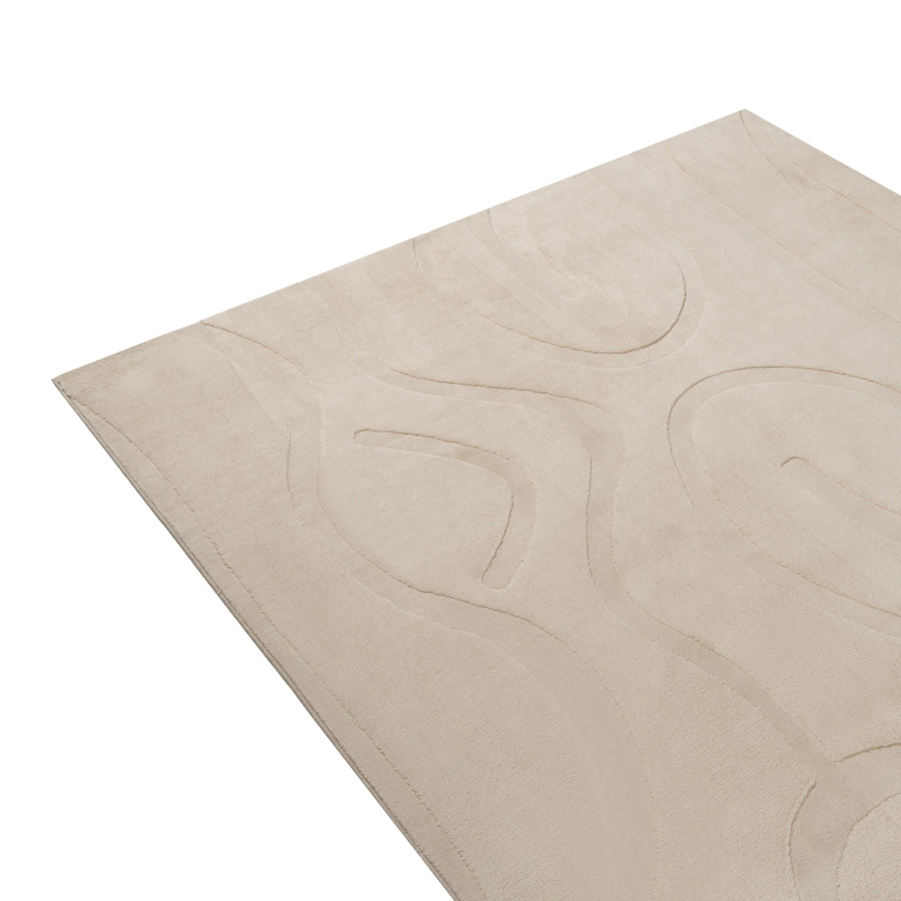 Tappeto da salotto rettangolare jacquard, 160 x 230 cm a pelo corto beige Stile Moderno
