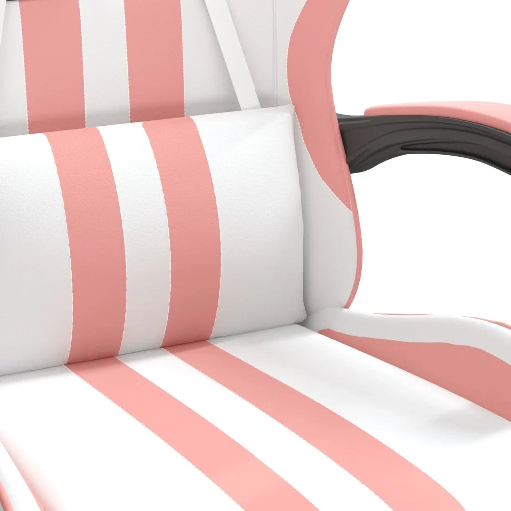 Sedia da Gaming | Sedia da e-sports con Poggiapiedi Bianco e Rosa in Similpelle