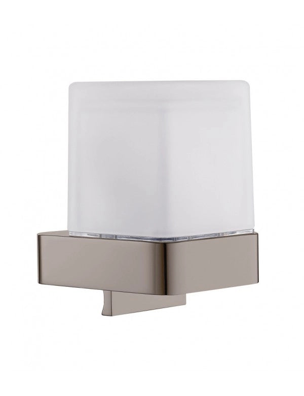 NIL Dispenser Sapone da Parete in Metallo Lucido Ottone Grigio e Vetro 200ml