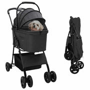 Passeggino pieghevole per animali Nero 81 x 47 x 99 cm 42012435
