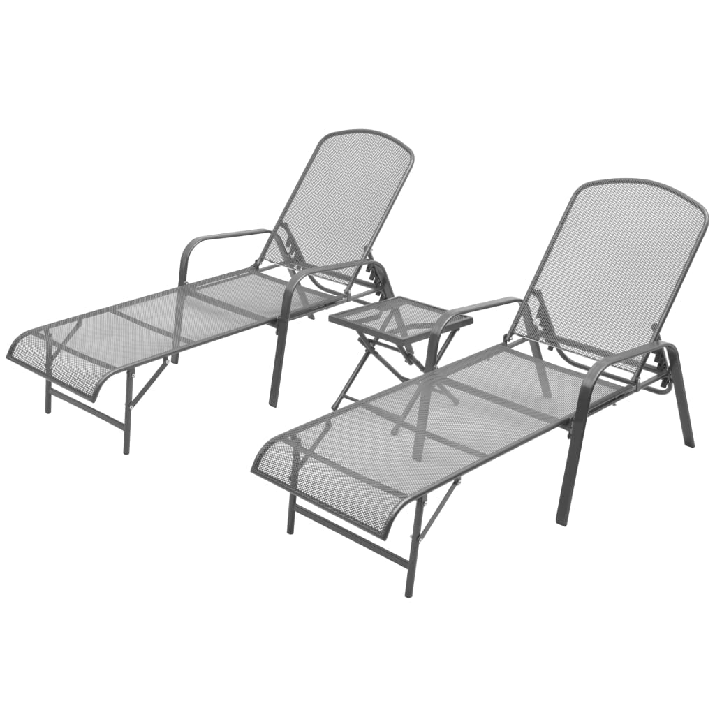 Set di 2 lettini prendisole sedie a sdraio lettini prendisole aiuole da giardino mobili da giardino con tavolo acciaio antracite 02_0012071