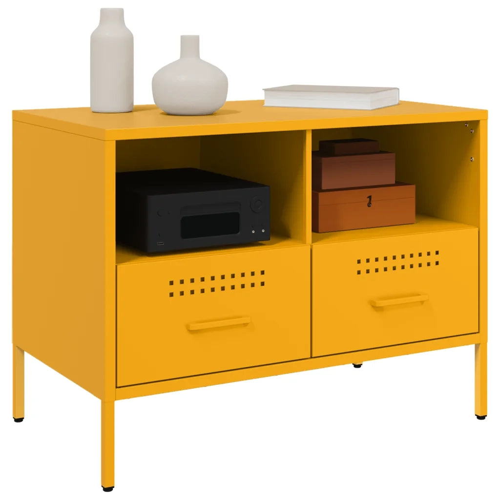 Mobile TV Giallo Senape 68x39x50,5 cm in Acciaio 843048