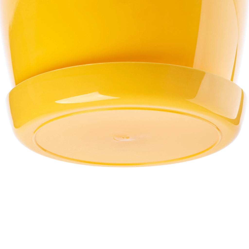 Vaso da fiori KADAX con sottovaso e coperchio in plastica, 14 cm, giallo. Vaso da fiori Kadax