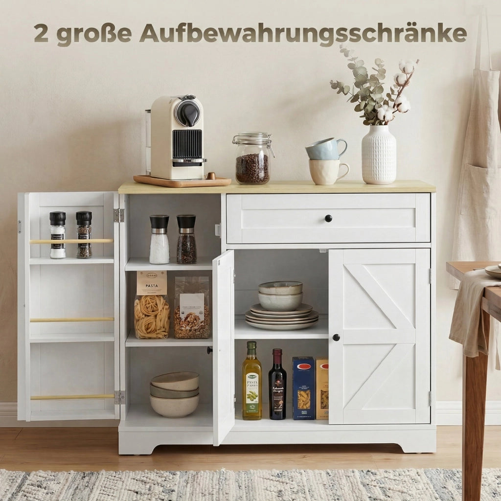 Credenza Rustica con Ante Scorrevoli ¨C zephmum ¨C Bianco 80x40x90