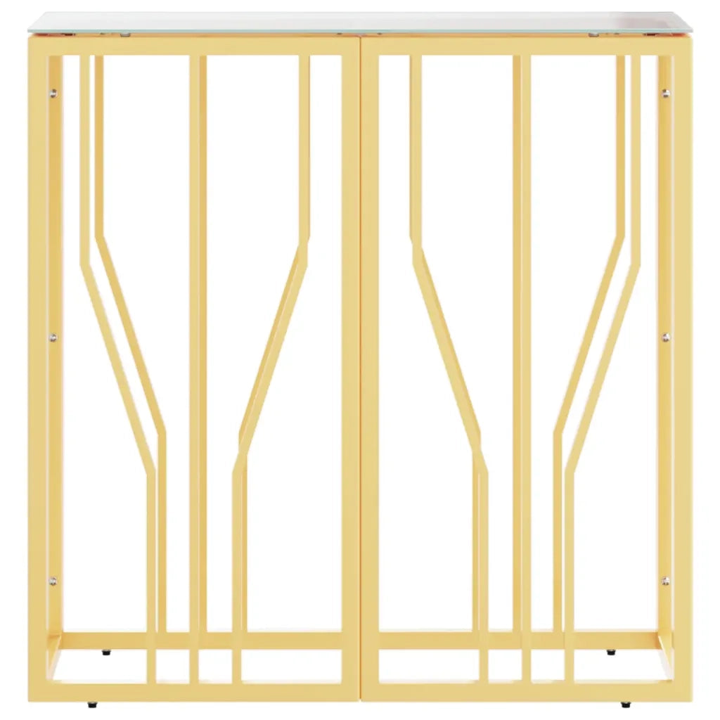 Tavolino Consolle Oro 70x30x70 cm in Acciaio Inox e Vetrocod mxl 105218