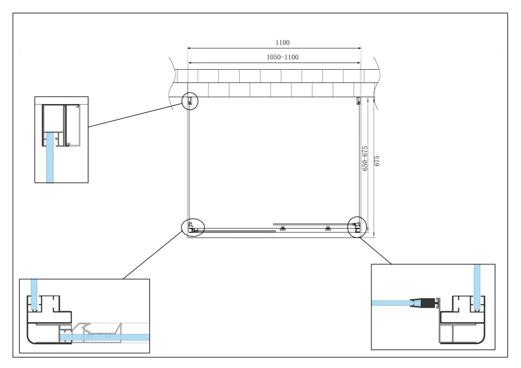 BOX CABINA DOCCIA 3 LATI 2 FISSI E UNO SCORREVOLE 65-67,5x105-110x65-67,5