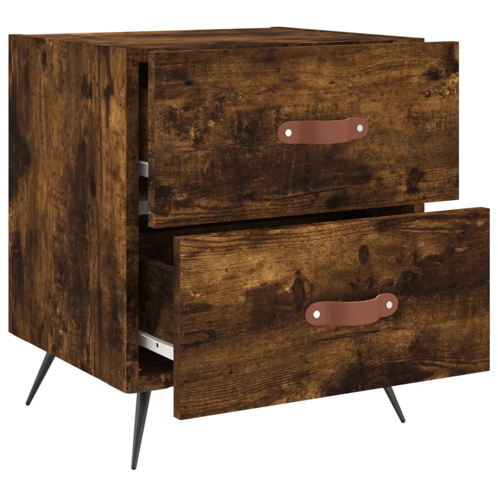 Comodino Rovere Fumo 40x35x47,5 cm in Legno Multistrato 827254