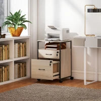 Cassettiera per Scrivania con 2 Cassetti e Ruote, per Formato Lettera A4 44x40x66,5 cm, Legno