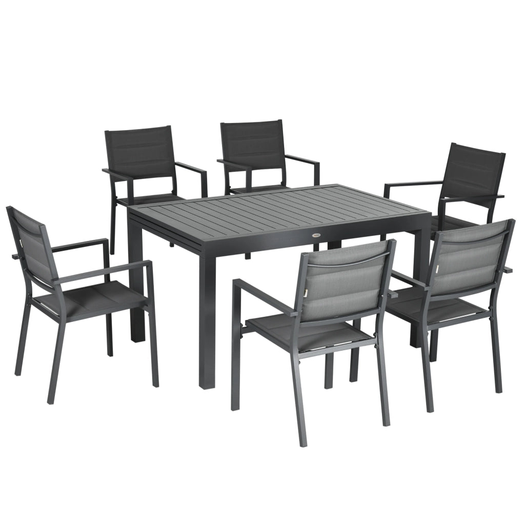 Tavolo da pranzo allungabile per giardino ¨C zephmum ¨C Grigio, Polyrattan, Alluminio, 135-270 cm, 6-10 persone