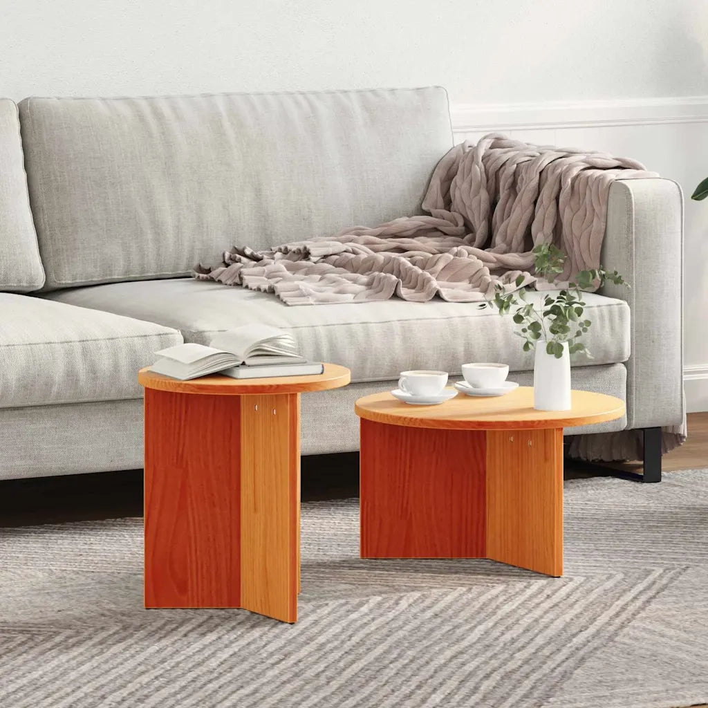 vidaXL Tavolino da salotto 2 pcs Cera marrone 49 x 49 x 28 cm