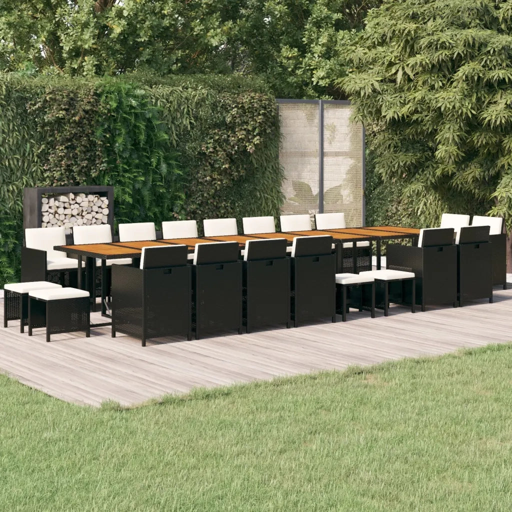 Set da Pranzo da Giardino 21 pz con Cuscini in Polyrattan Nero 3095684
