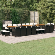 Set da Pranzo da Giardino 21 pz con Cuscini in Polyrattan Nero 3095684