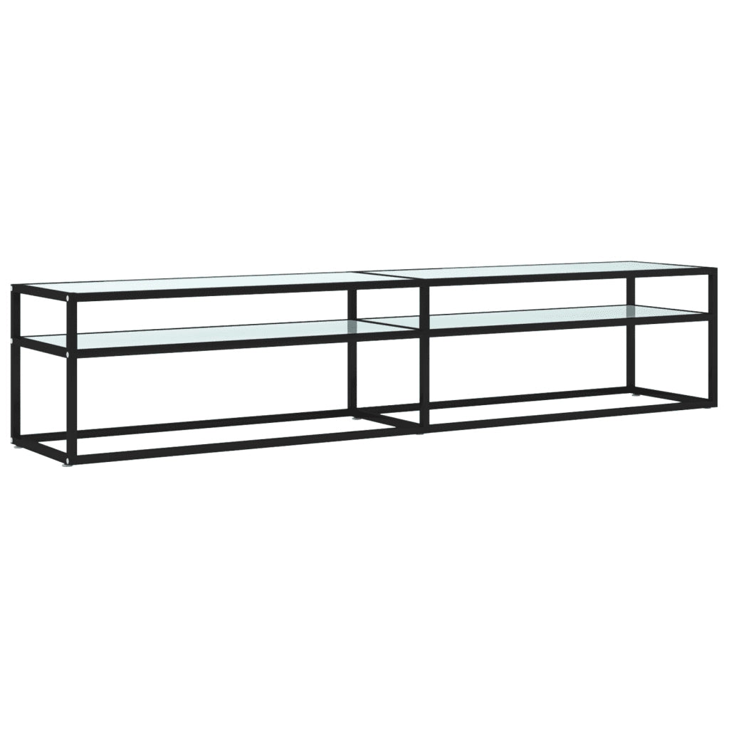 Mobile Porta TV Marmo Bianco 200x40x40,5 cm in Vetro Temperato cod mxl 12384