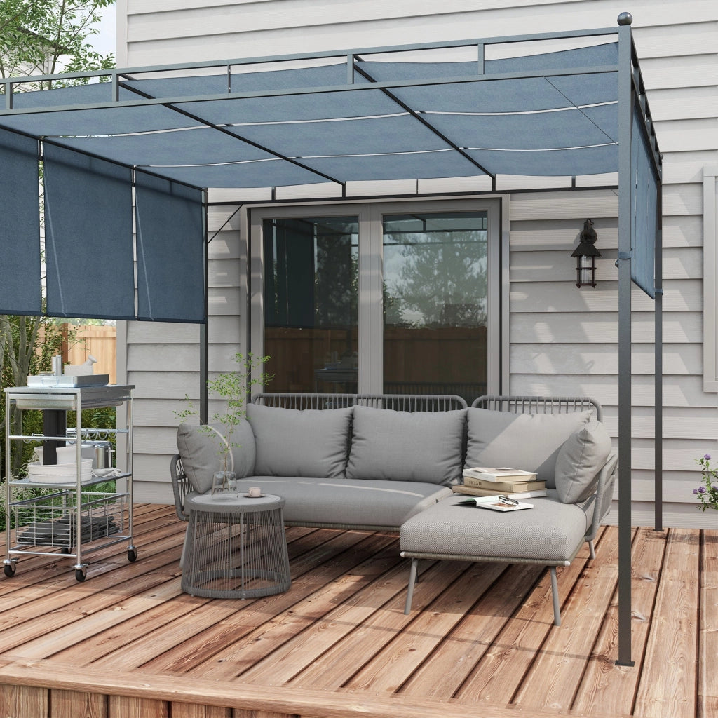 Set da Giardino 3 Pezzi in Stile Boho Divano 2 Posti Chaise Longue e Tavolino in Rattan PE Grigio Chiaro