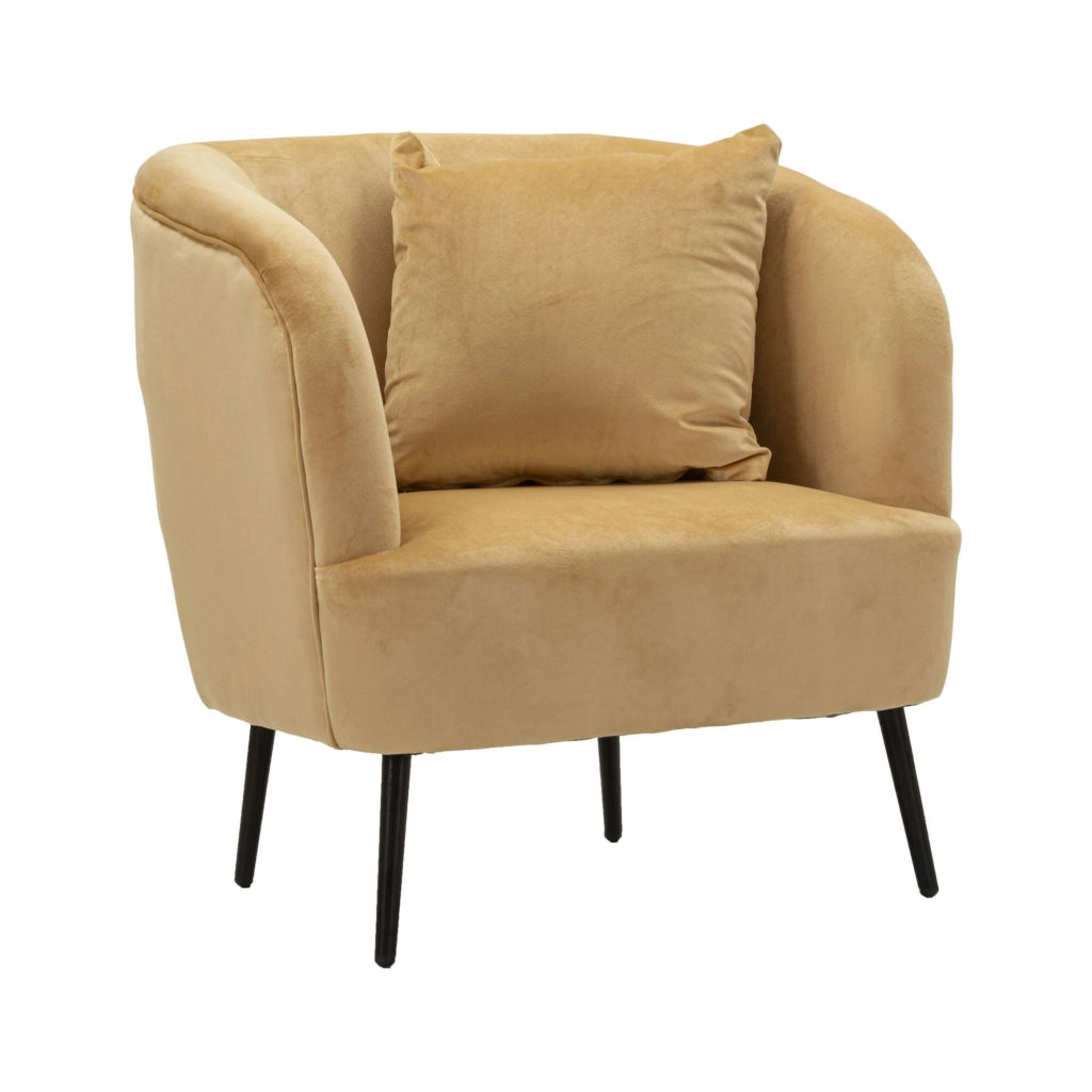Poltrona Landi, Seduta imbottita, Divano singolo da salotto, Sedia con braccioli, 73x66 h78 cm, Marrone e Nero