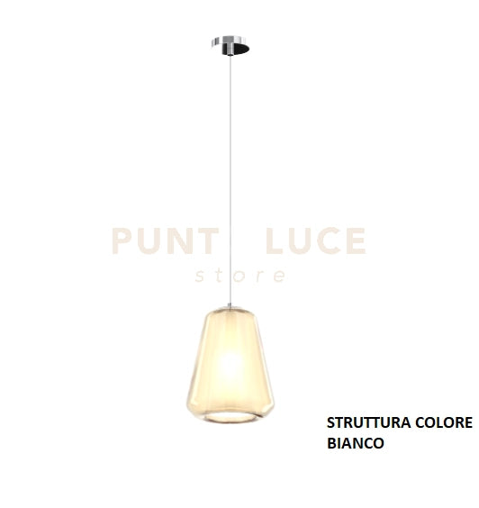 SOSPENSIONE BIANCO 1 LUCE VETRO GAMMA AMBRA 1176BI-S1 GAMMA-AM