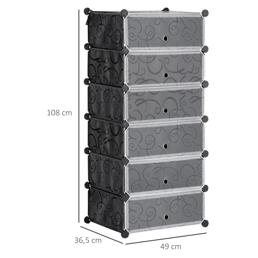 Scarpiera modulare 6 cubi impilabili ¨C zephmum ¨C nero