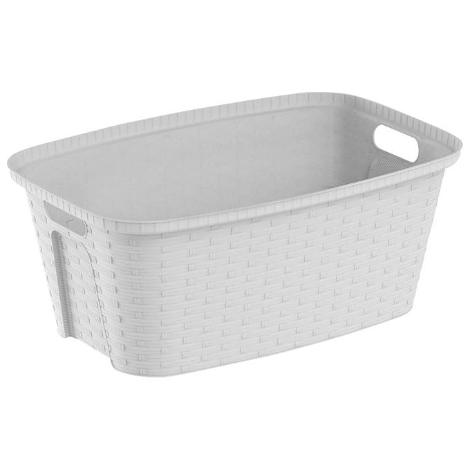Domus cesta portabiancheria bianca, 35 litri, 58x38x29 cm, in plastica
