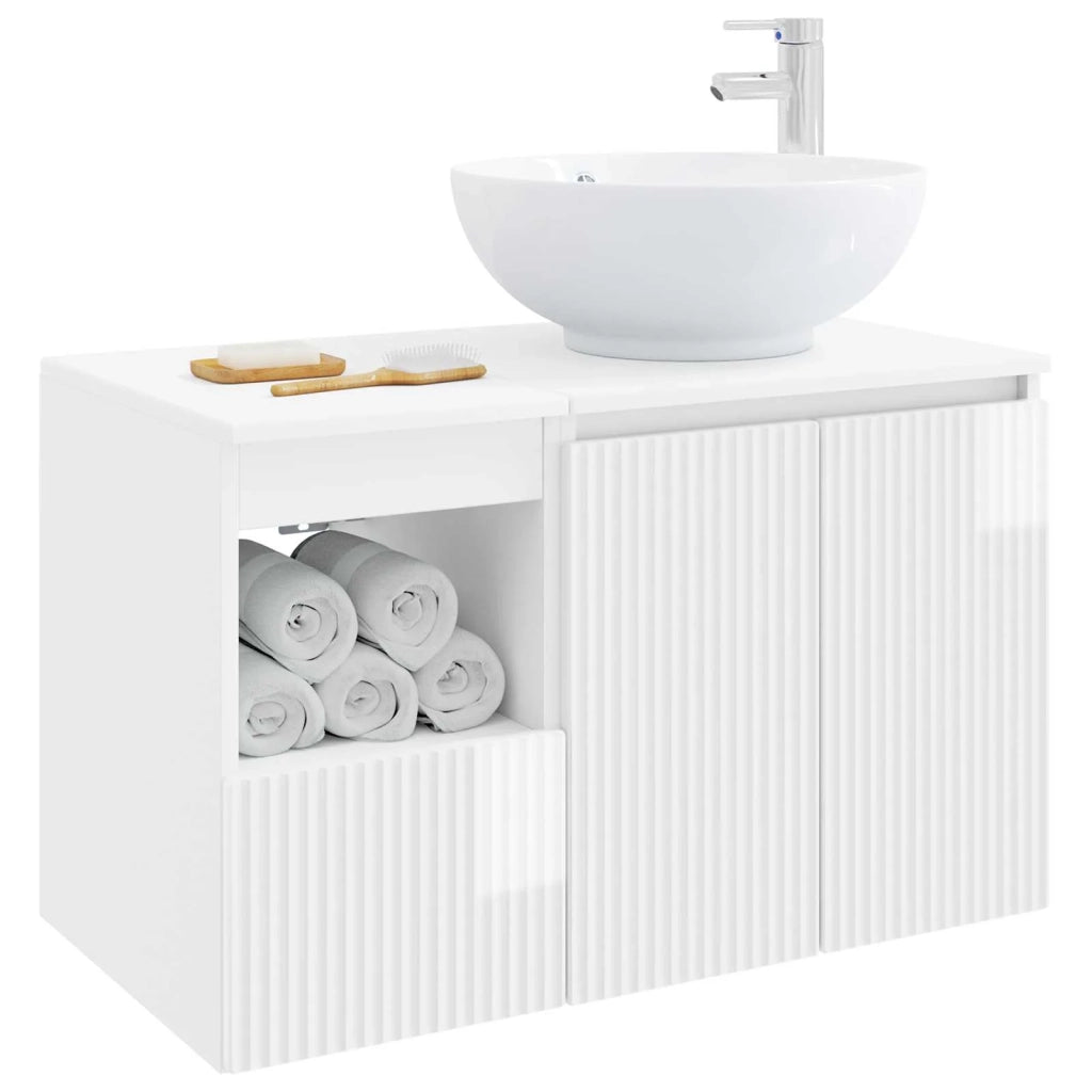Set di mobili per il bagno 2 pz Bianco Lucido 3404088