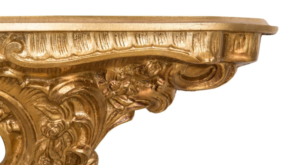 Biscottini MENSOLA A MURO IN LEGNO FINITURA FOGLIA ORO ANTICATO L19XPR19XH52 cm Made in Italy