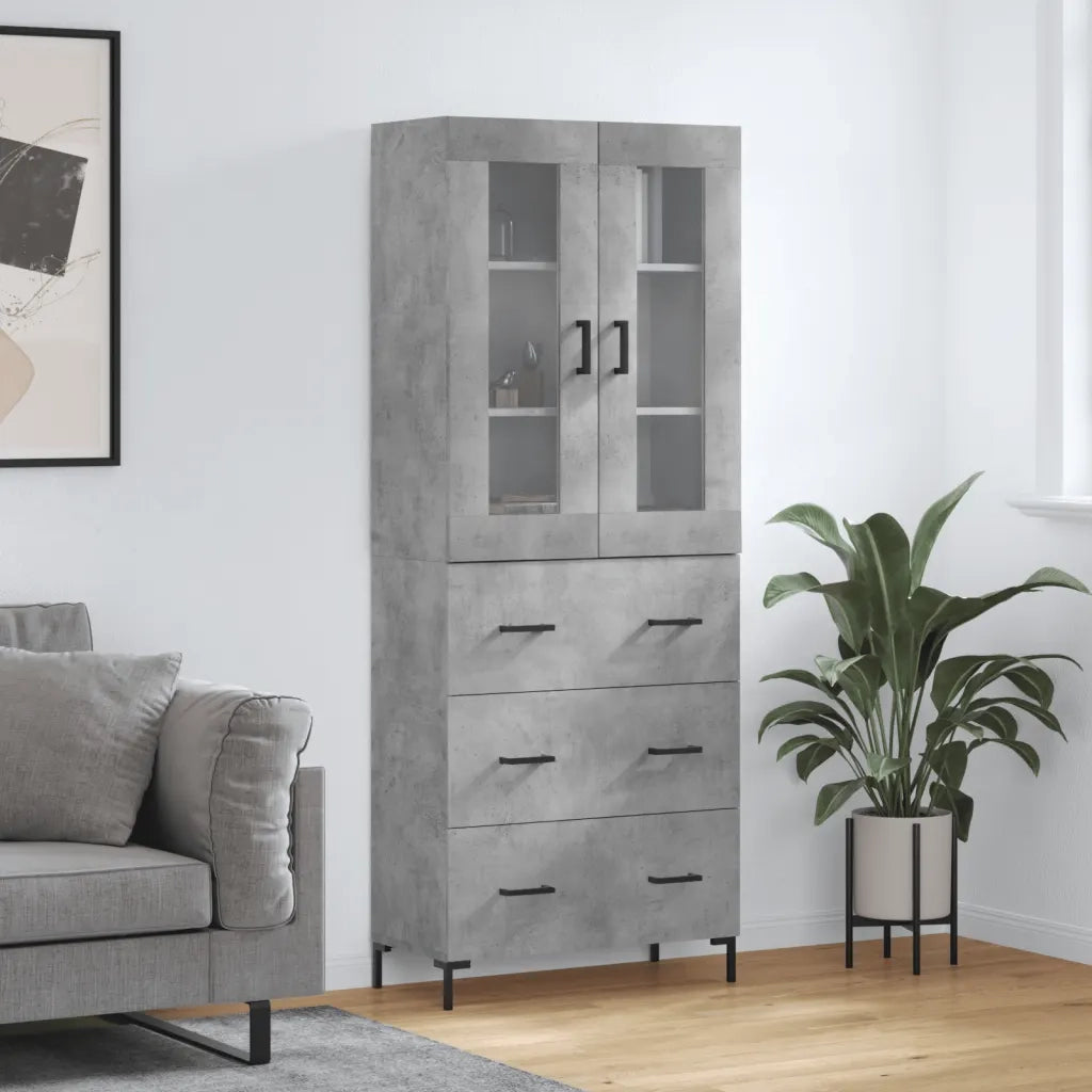 Credenza-Buffet-Armadio da cucina Grigio Cemento 69,5x34x180 cm in Legno Multistrato 411328