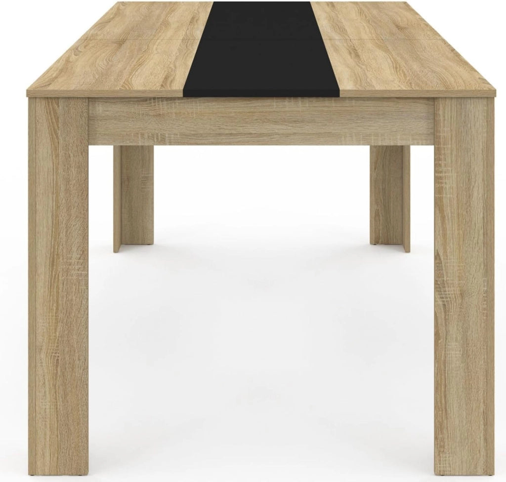 Tavolo da pranzo rettangolare GEORGIA per 8 persone in simil-faggio e nero 160 x 80 cm