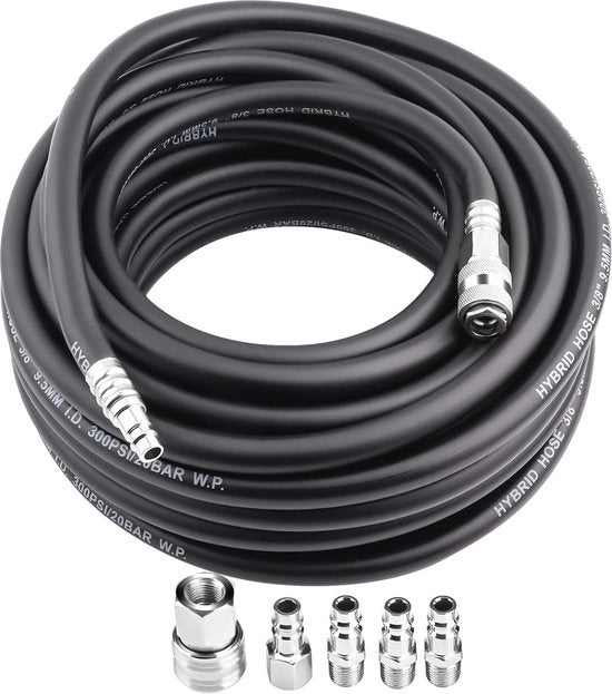 Serpentino di raffreddamento 900 psi 15 m - Tubo di raffreddamento in gomma con set di accessori e connessione rapida per uso multifunzionale