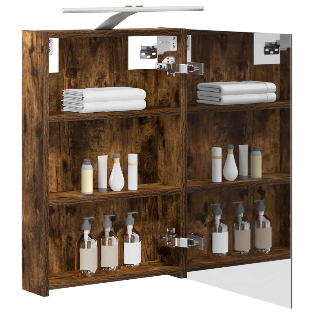 Mobiletto per specchio da bagno Rovere fumé 40 x 10,5 x 60,5 cm