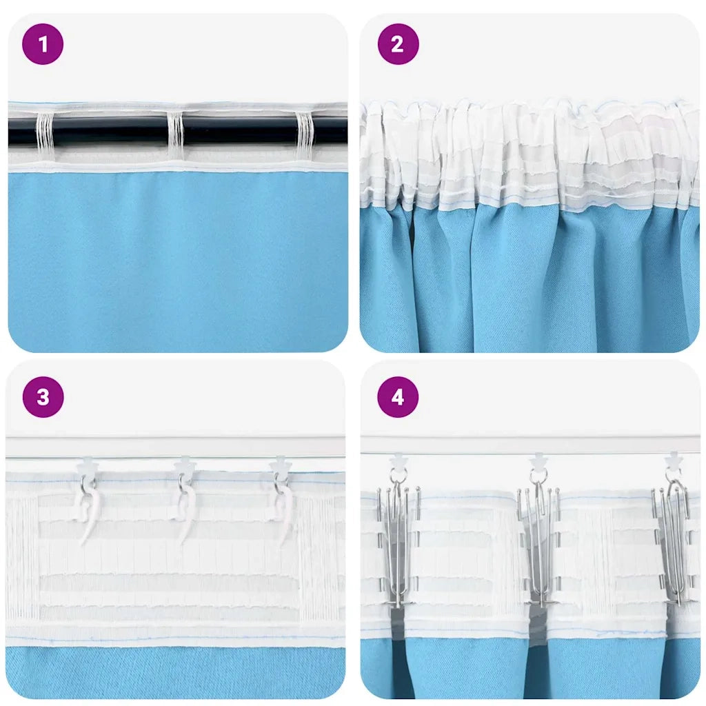 Tende Blackout con Anelli 2 pcs Blu Chiaro 260 x 140 cm 4107437