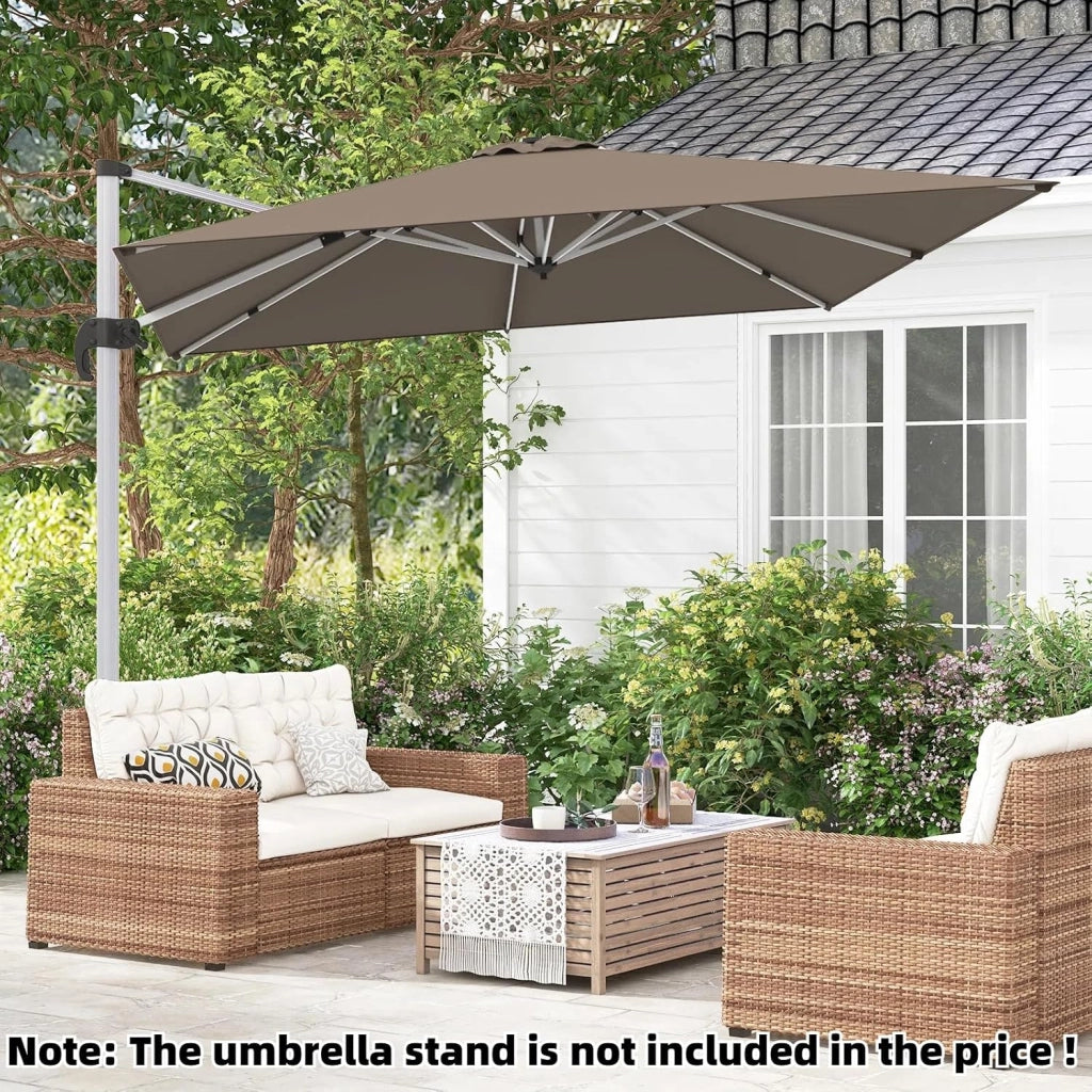 Ombrellone da Giardino Quadrato 3x3m, Pieghevole e Regolabile in Altezza con Base a Croce, Ombrellone da Balcone, Altezza 260cm, Ombrellone Parasole per Cortile, Terrazza, senza Base