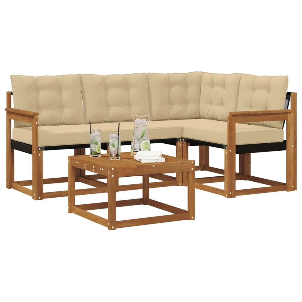 Set di divani da esterno con cuscino 5 pcs Naturale e Beige 3368636