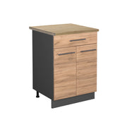 Mobiletto base per cucina Fame-Line Rovere dorato/Antracite 60 cm con cassetto, PL Rovere Vicco