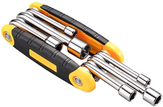 Kit di chiavi ingranaggi pieghevoli 6 in 1 - Portatile e comodo - Adatto per riparazioni automobilistiche e riparazioni domestiche - Kit di riparazione bicicletta - Ergonomico