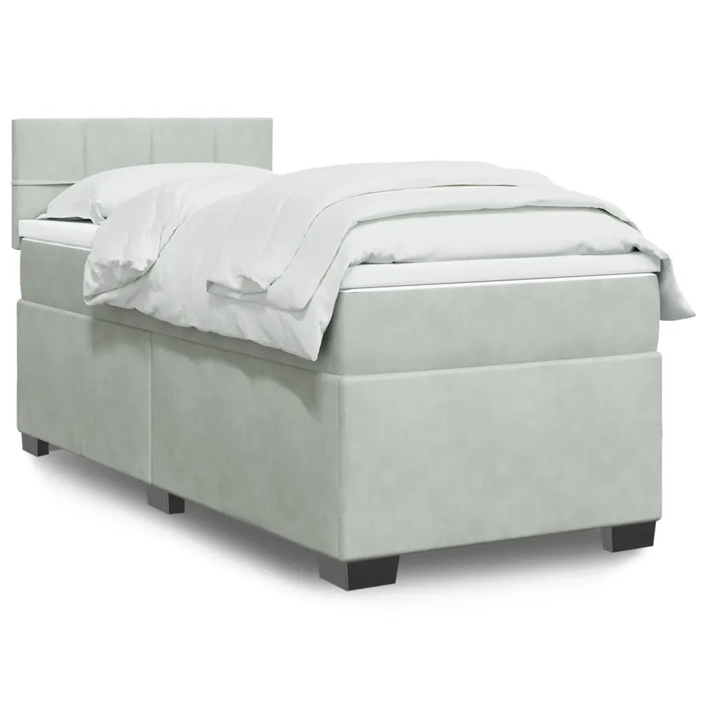 Giroletto a Molle con Materasso-Struttura Letto Grigio Chiaro 80x200 cm Velluto 811465