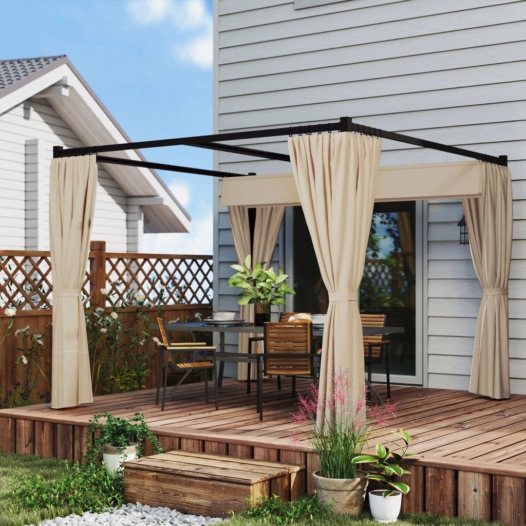 Pergola da Giardino con Tetto Retrattile ¨C Xylo ¨C Metallo e Poliestere 300x300x227 cm Beige