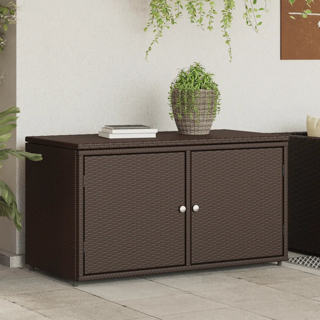 Armadietto Portaoggetti Giardino Marrone 110x55x60,5 Polyrattancod mxl 134548