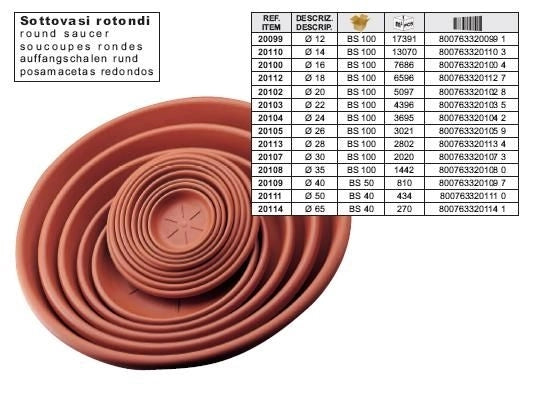 Sottovaso per piante rotondo Marrone Bama Ø 20 cm