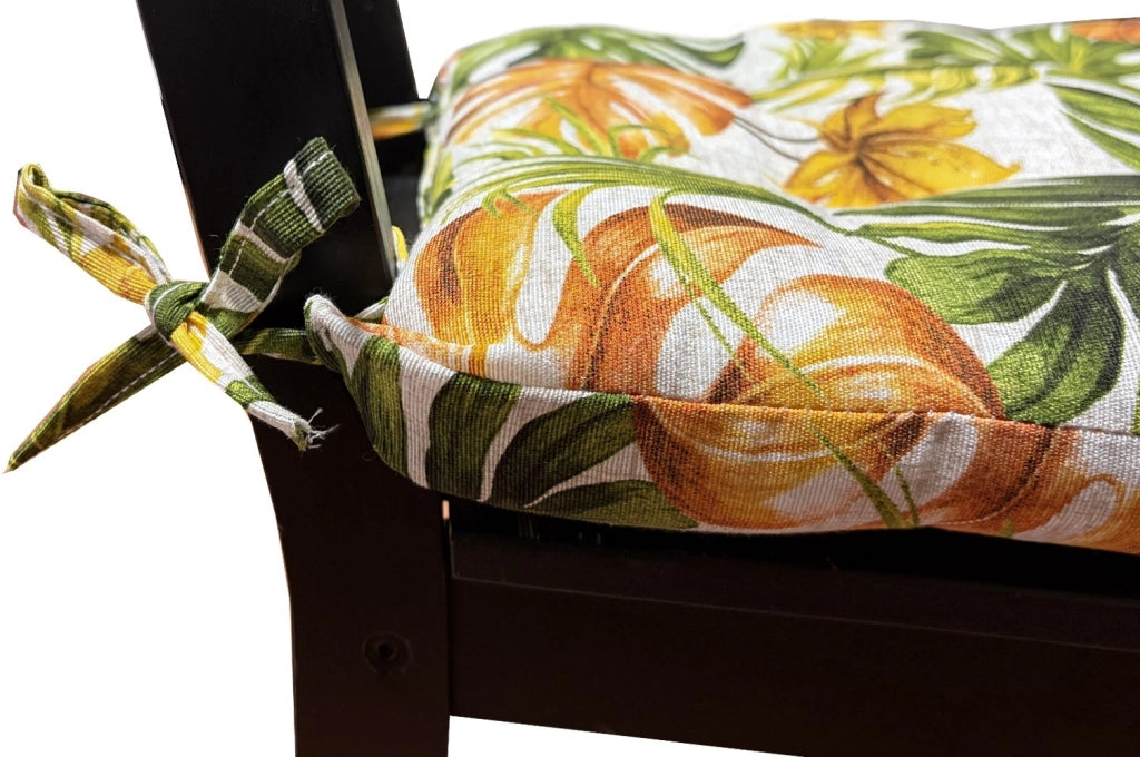 Set 4 Cuscini Sedia Palme Stile Urban Jungle Morbidissimi Universali Coprisedie Cotone Lavabili