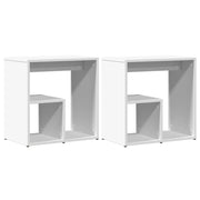 Tavolini Bianchi 2 pz | Tavolo laterale 50x30x50 cm in Legno Multistrato